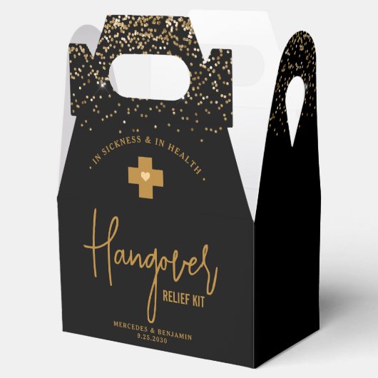 Hangover Relief Kit Modern Gold Glitter Wedding Bedankdoosjes