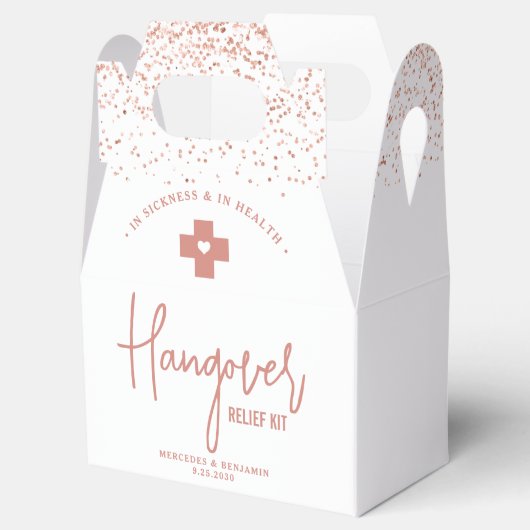 Hangover Relief Kit Modern Roos Gold Wedding Bedankdoosjes (Geopend)