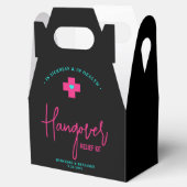 Hangover Relief Kit Neon Hot Pink Blauwgroen huwel Bedankdoosjes (Geopend)