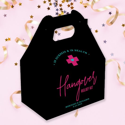 Hangover Relief Kit Neon Hot Pink Blauwgroen huwel Bedankdoosjes