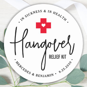 Hangover Relief Kit Personalized Wedding Favor Ronde Sticker