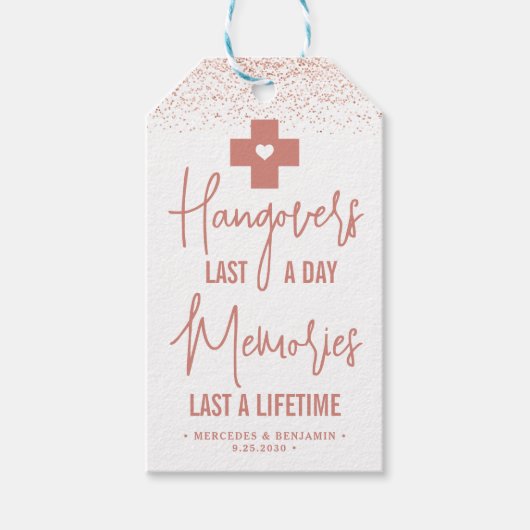Hangover Relief Kit Roos Gold Modern Weddenschap Cadeaulabel (Voorkant)