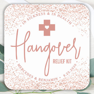 Hangover Relief Kit Roos Gold Wedding Favor Vierkante Sticker