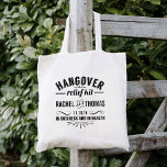 Hangover Relief Kit | Weddenschap Tote Bag<br><div class="desc">Bewaar deze tassen met water, snacks en pijnstillers, en geef ze als huwelijksgunsten of welkomstzakken... uw vermoeide gasten zullen u bedanken ! Ontwerpfuncties "Hangover Relief Kit — In ziekte en in gezondheid" in zwarte apothekertekst, met uw namen en trouwdatum. Indien nodig, klik "aanpassen het"om doopvontgrootte aan te passen die op...</div>