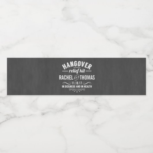 Hangover Relief Kit Wedding Waterfles Etiket (Enkel label)