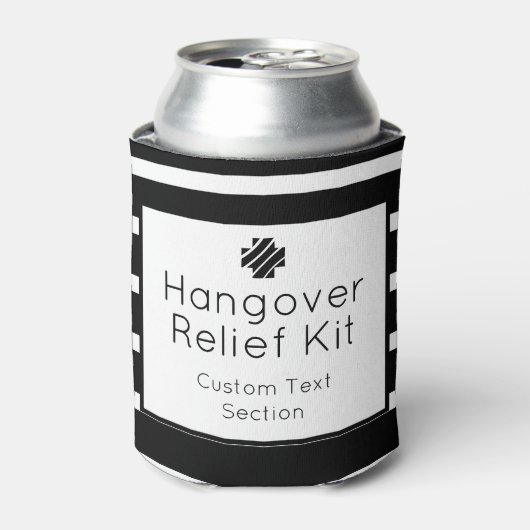 Hangover Relief Kit Zwart-wit Drink Blikjeskoeler (Blikje Voorkant)