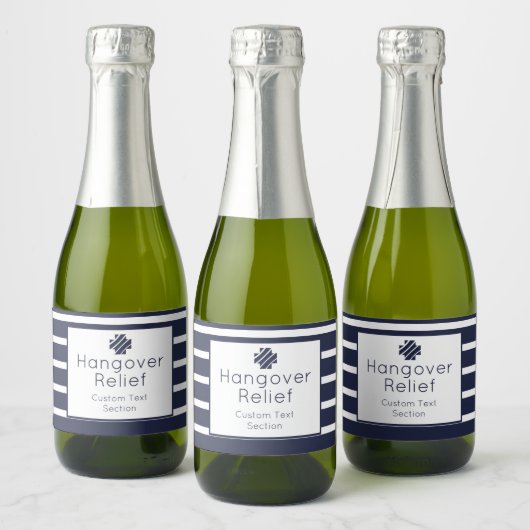 Hangover Relief Navy and White Sparkling Wijnetiket (Flessen)