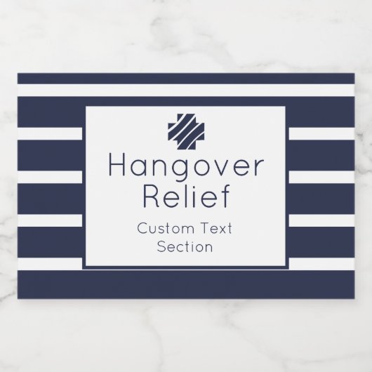 Hangover Relief Navy and White Sparkling Wijnetiket (Enkel label)