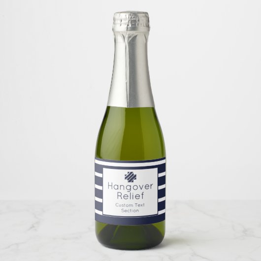 Hangover Relief Navy and White Sparkling Wijnetiket (Voorkant)