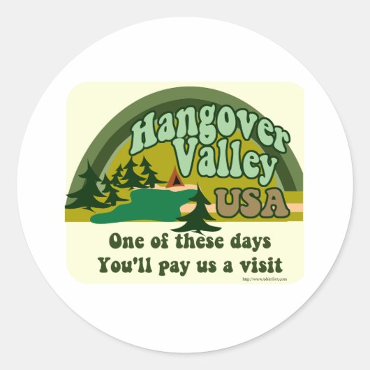 Hangover Valley USA Ronde Sticker (Voorkant)