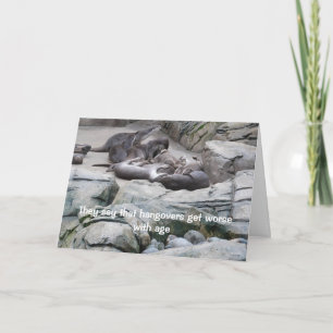 Hangover-verjaardagskaart met otters kaart