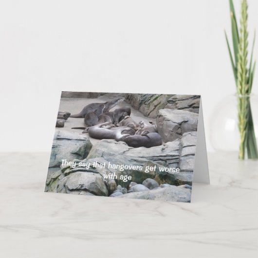 Hangover verjaardagskaart met otters kaart (Voorkant)