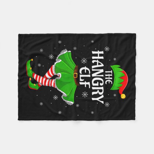 Hangry Elf Christmas Family Girls Women Elf Squad  Fleece Deken (Voorkant (Horizontaal))