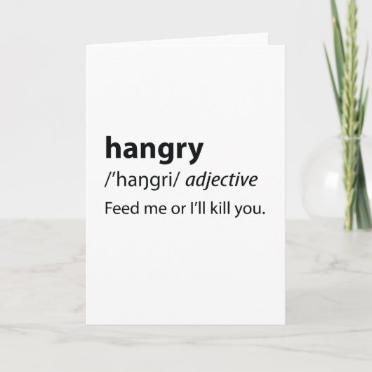 Hangry Funny Dictionary Definition Feestdagen Kaart (Voorkant)