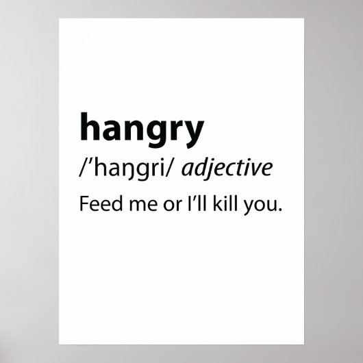 Hangry Funny Dictionary Definition Poster (Voorkant)