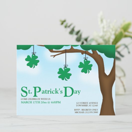 Hangshamrocks - St Patrick's Day Uitnodigingen (Staand voorkant)