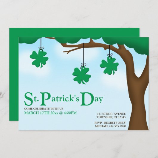 Hangshamrocks - St Patrick's Day Uitnodigingen (Voorkant / Achterkant)