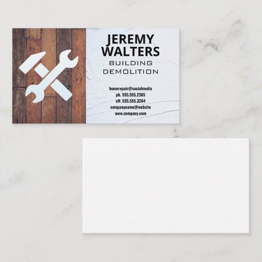 Hangsleutel Gereedschap | timmerwerk Visitekaartje (Voorkant / Achterkant)