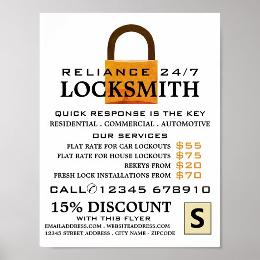 hangslot, slotenmaker Adverteren Poster (Voorkant)