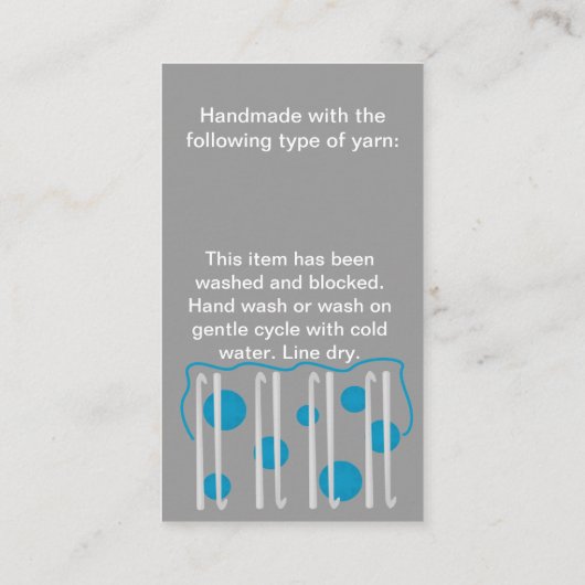 Hangtag of Visitekaartje met haakwerk (Achterkant)