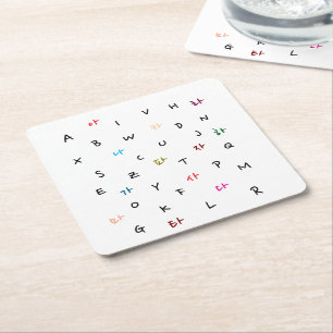 Hangul en alfabet papier Onderzetter