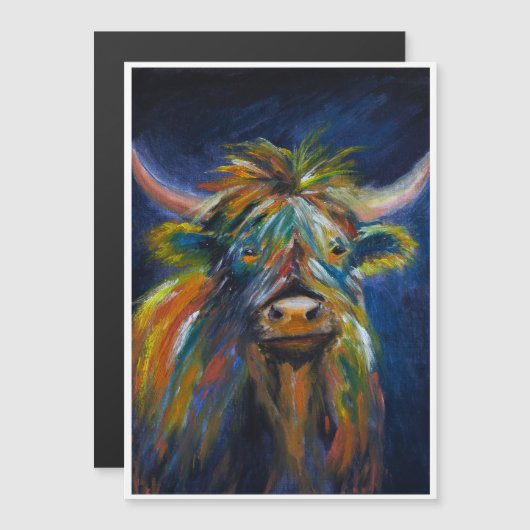 Hangus Highland koe Magnetische Uitnodiging (Voorkant / Achterkant)