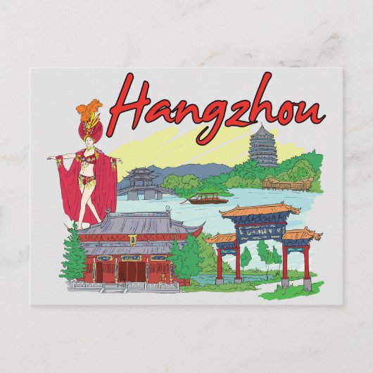 Hangzhou, China Famous City Briefkaart (Voorkant)