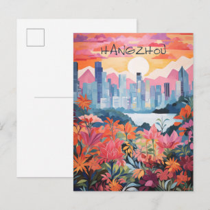 Hangzhou China Reisstad Schilderen Esthetisch Briefkaart