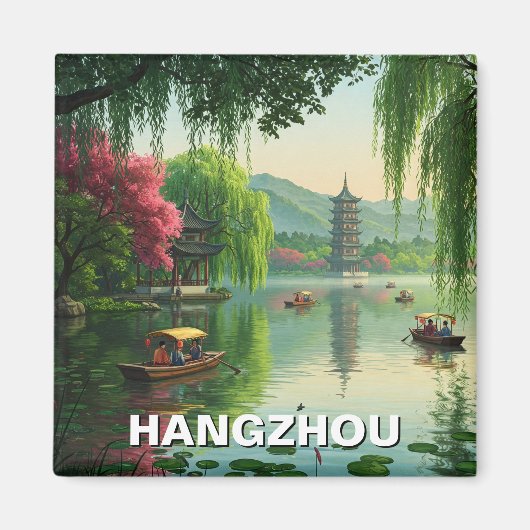 Hangzhou West Lake China Reizen Magneet (Voorkant)