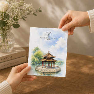 Hangzhou Westmeer China Watercolor Reisposter Briefkaart