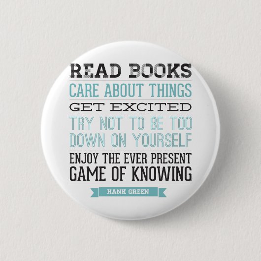Hank Green Quote Ronde Button 5,7 Cm (Voorkant)