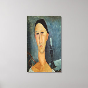 Hanka Zborowska met een Candlestick, 1919 Canvas Afdruk