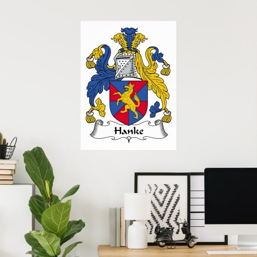 Hanke Family Crest Poster (Thuiskantoor)