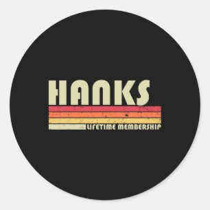 Hanks achternaam Funny Retro Vintage jaren 80 jare Ronde Sticker