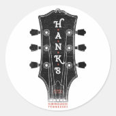 Hank's gitaarhoofd ronde sticker (Voorkant)