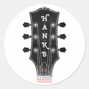 Hank's Guitar Head Ronde Sticker