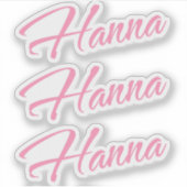 Hanna naam roze x3 sticker (Voorkant)
