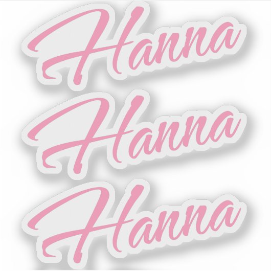 Hanna naam roze x3 sticker (Voorkant)