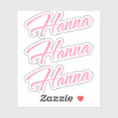 Hanna naam roze x3 sticker (Vel)