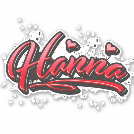 Hanna red Heart Graffiti Aufkleber Sticker (Voorkant)