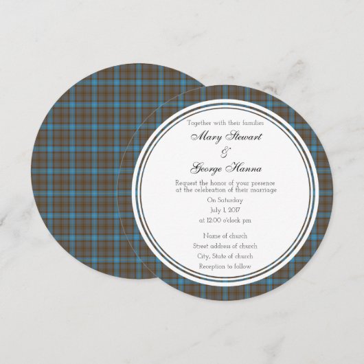 Hanna Scottish Wedding Round Invitation Kaart (Voorkant / Achterkant)