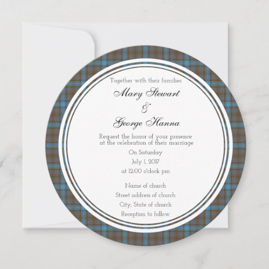 Hanna Scottish Wedding Round Invitation Kaart (Voorkant)