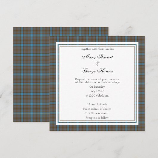 Hanna Scottish Wedding Square Uitnodiging (Voorkant / Achterkant)