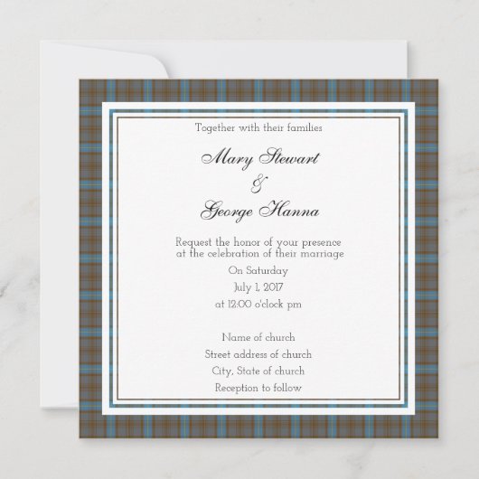 Hanna Scottish Wedding Square Uitnodiging (Voorkant)