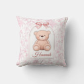 Hannah | Aangepaste Roze Teddybeer Nursery Design Kussen (Voorkant)