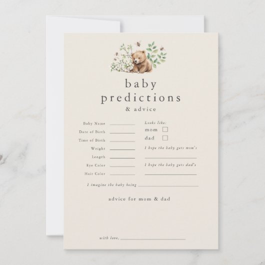 HANNAH  Baby voorspellingen Baby shower spel Kaart (Voorkant)