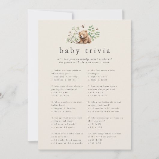 HANNAH  Beer Baby shower Trivia Game Kaart (Voorkant)
