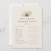 HANNAH Beer die weet mama beste Baby shower spel Kaart (Voorkant)