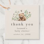 HANNAH  Beer Woodland Baby shower Dank u Bedankjes Labels (Voorkant)