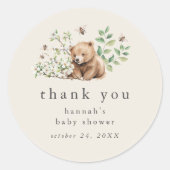 HANNAH Beer Woodland Baby shower Dank u Ronde Sticker (Voorkant)